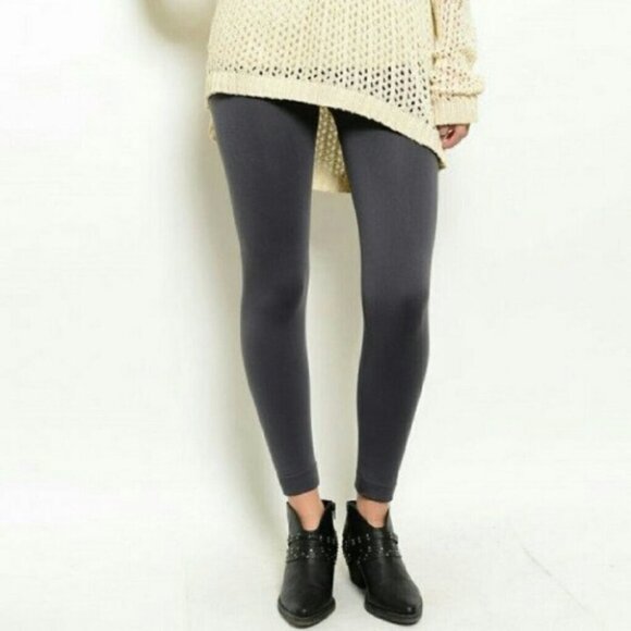 GRAY FLEECED LEGGINGS - Picture 3 of 4